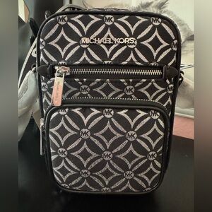 NWT. Michael Kors Black and Metallic Silver Bag